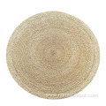 Natural fiber braided straw indoor outdoor round rug